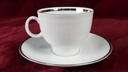 [45816694] Kaffeetasse mit Untertasse Tasse Winterling Kirchenlamitz weiß Silberrand und Rillen gebraucht - akzeptabel Bild 3