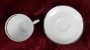 [45816694] Kaffeetasse mit Untertasse Tasse Winterling Kirchenlamitz weiß Silberrand und Rillen gebraucht - akzeptabel Bild 5