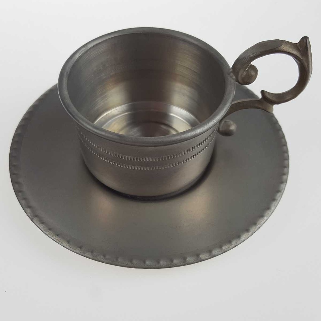 [458167142] Mokkatasse mit Untertasse Espressotasse & Zinnhalter 3tlg Bareuther Platinrand Blaue Rose gebraucht - gut Bild 7