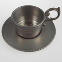 [458167142] Mokkatasse mit Untertasse Espressotasse & Zinnhalter 3tlg Bareuther Platinrand Blaue Rose gebraucht - gut Bild 7