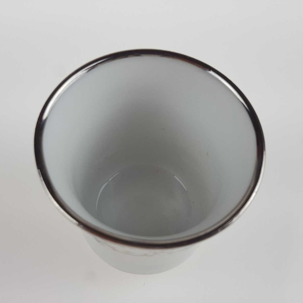 [458167143] Mokkatasse mit Untertasse Zinnhalter 3tlg Royal KPM Bavaria Platinrand gebraucht - gut Bild 6