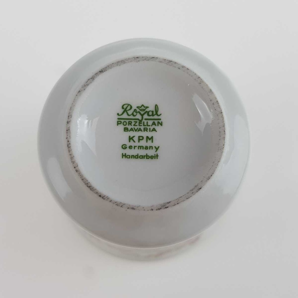 [458167143] Mokkatasse mit Untertasse Zinnhalter 3tlg Royal KPM Bavaria Platinrand gebraucht - gut Bild 7