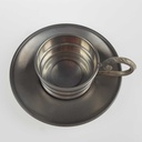 [458167143] Mokkatasse mit Untertasse Zinnhalter 3tlg Royal KPM Bavaria Platinrand gebraucht - gut Bild 8