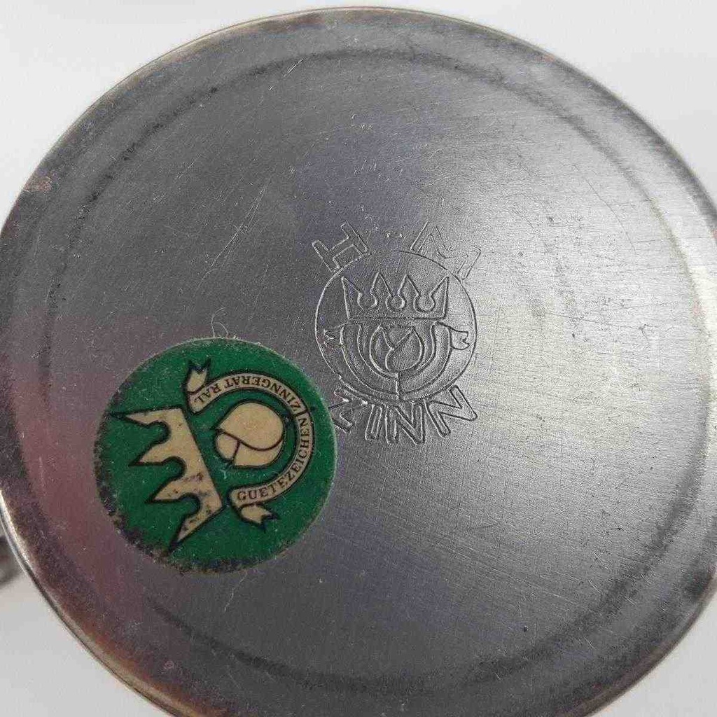 [458167143] Mokkatasse mit Untertasse Zinnhalter 3tlg Royal KPM Bavaria Platinrand gebraucht - gut Bild 9