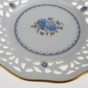 [458167144] Durchbruchteller Goldrand Durchbrucharbeit 12,5 cm Schumann Arzberg Blumendekor blaue Blume Blumen gebraucht - sehr gut Bild 4