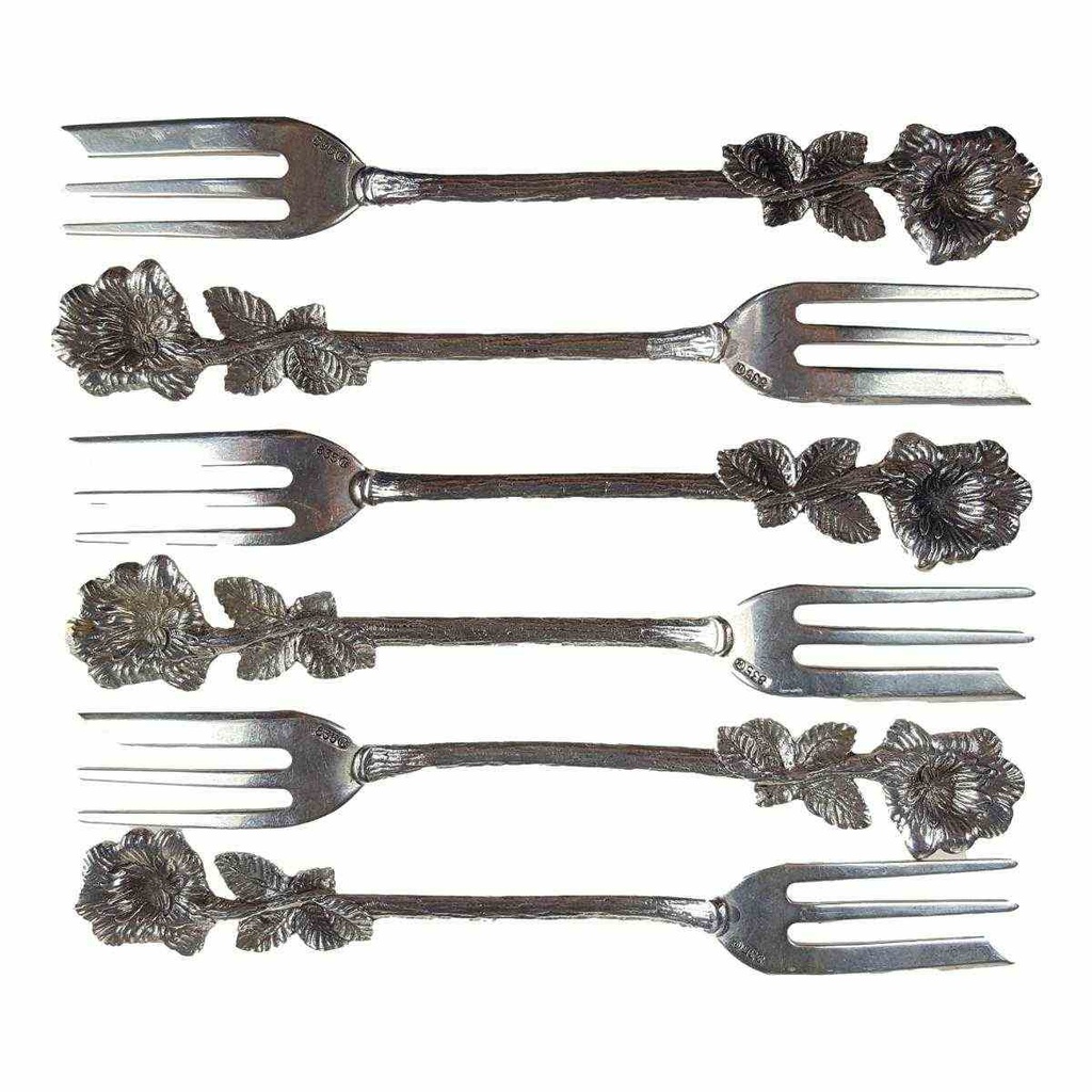 [2119256] 6er Set Gabel Gabeln Kuchengabeln Kuchengabel mit Stempel 87g Christoph Widmann Hildesheimer Rose gebraucht - gut Bild 3