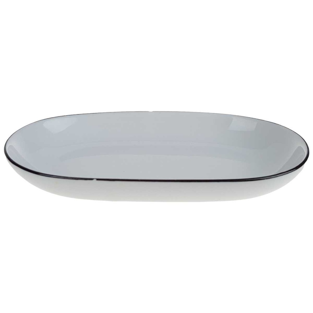 [458167207] Servierplatte Beilagenschale 15,5x10 cm Karolina Schwarzer Rand gebraucht - akzeptabel Bild 2