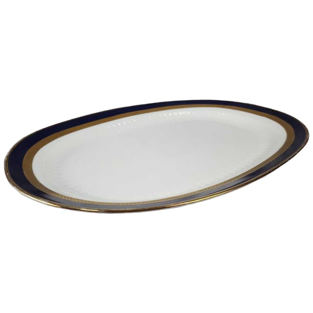 [45816724] Speiseplatte groß Golddekor 35x23,5 cm Winterling Marktleuthen Kobaltblau Rand Blau gebraucht - gut Bild 2