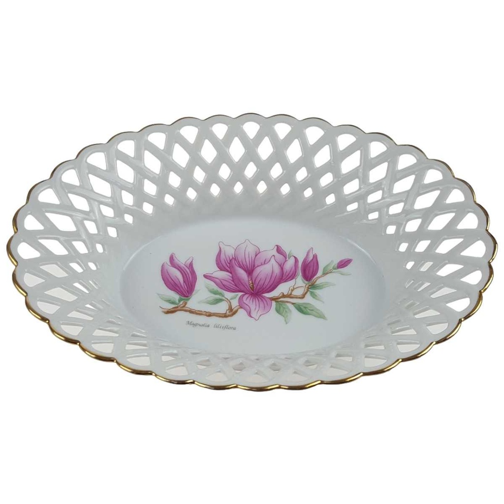 [458167300] Durchbruchschale Durchbrucharbeit Königl. pr. Tettau Atelier Blumendekor Blumen gebraucht - sehr gut Bild 2