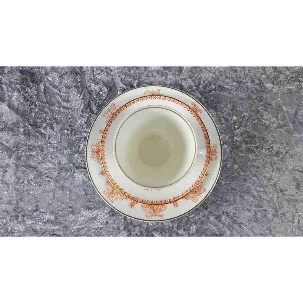 [45816738] Kaffeegedeck Kaffeeset Komplett 3tlg Lomonosov Porzellan Blumendekor orange gold Blumen USSR gebraucht - gut Bild 3