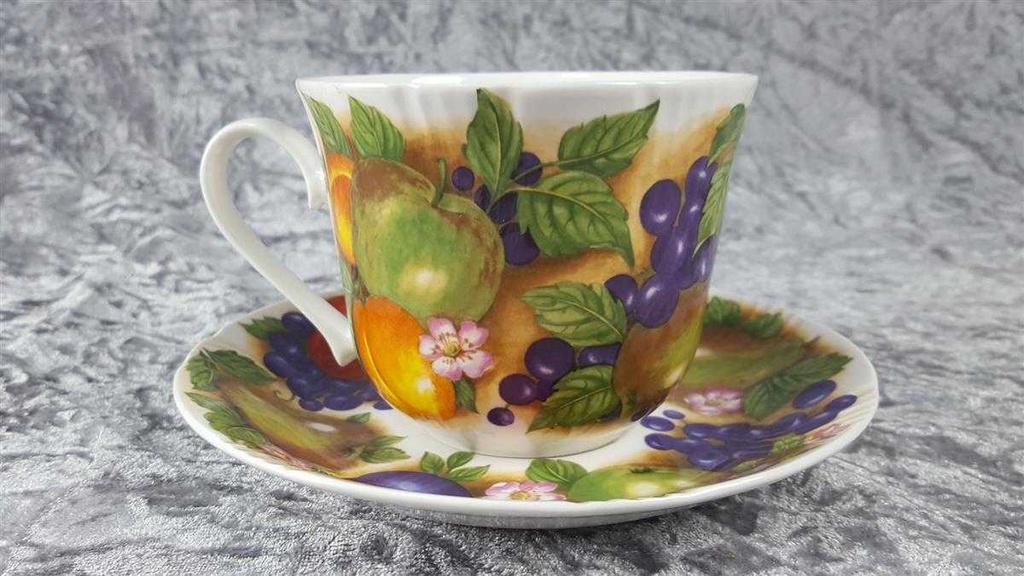 [45816740] Jumbotasse mit Untertasse Roy Kirkham Orchard Bone China England gebraucht - sehr gut Bild 4