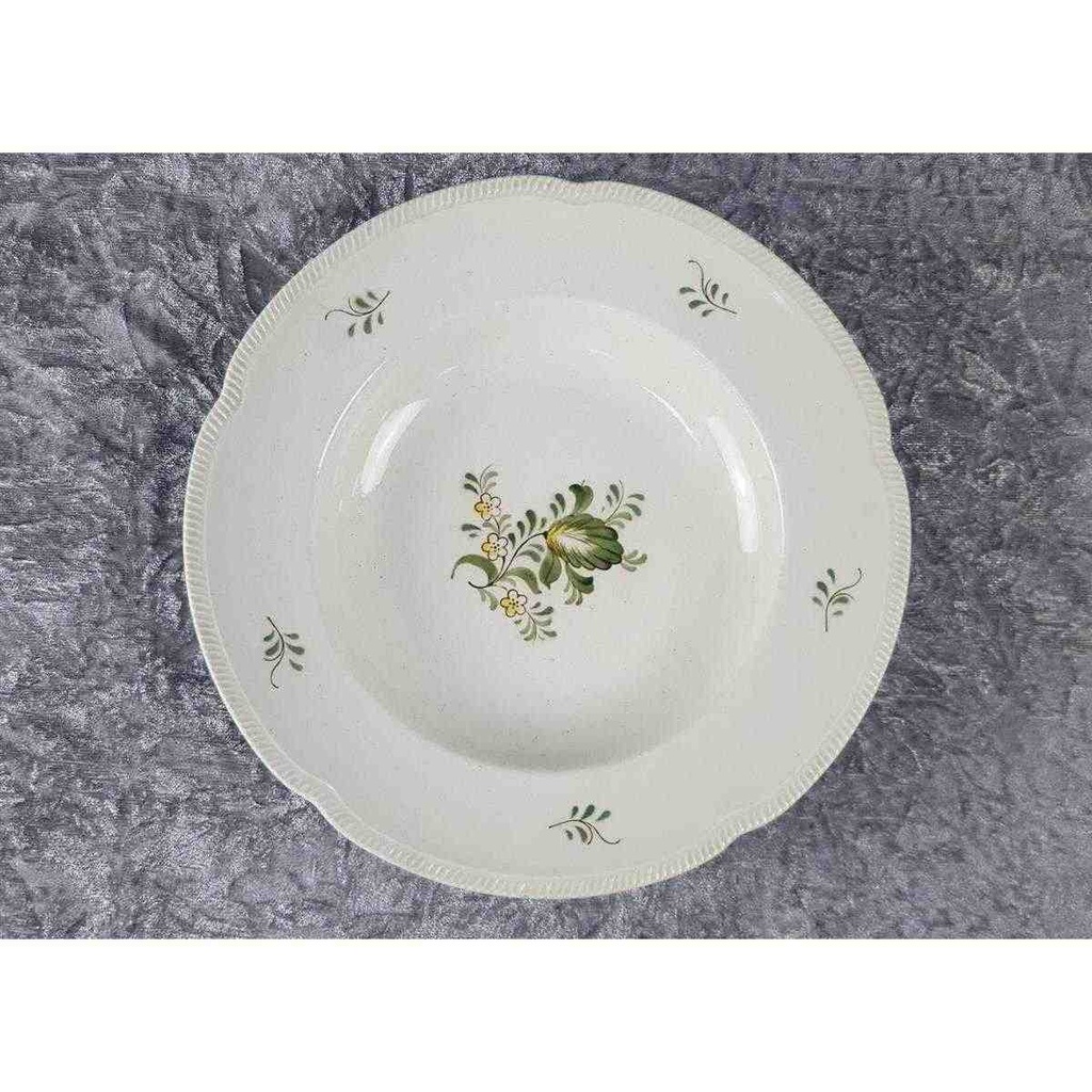 [2119276] 6er Set Suppenteller 24 cm VEB Dresden Blumendekor grün gelb Blumen gebraucht - sehr gut Bild 3