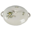 [45816756] Ragoutterrine Servierschüssel mit Deckel VEB Dresden Blumendekor grün gelb Blumen gebraucht - gut Bild 2
