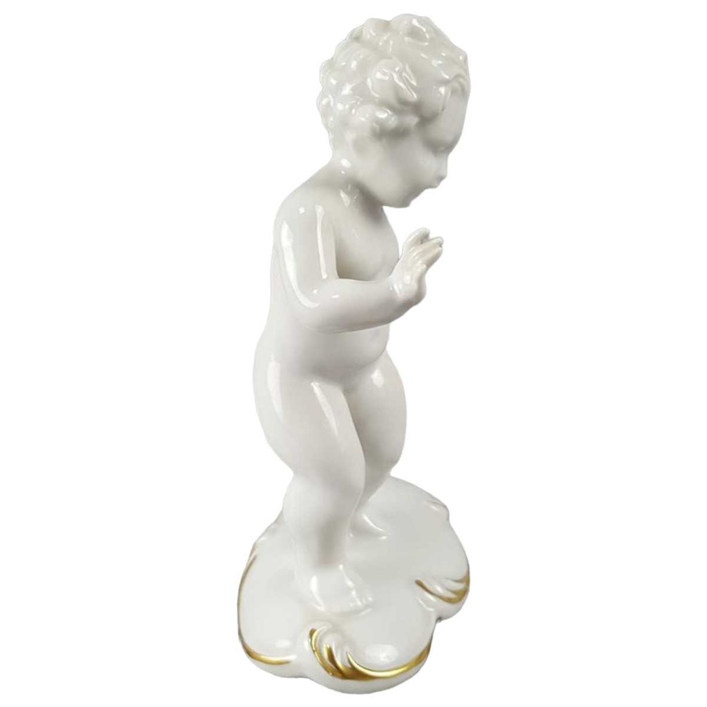 [45816771] Figur Golddekor Gerold & Co weiß mit Kind Hund gebraucht - sehr gut Bild 2