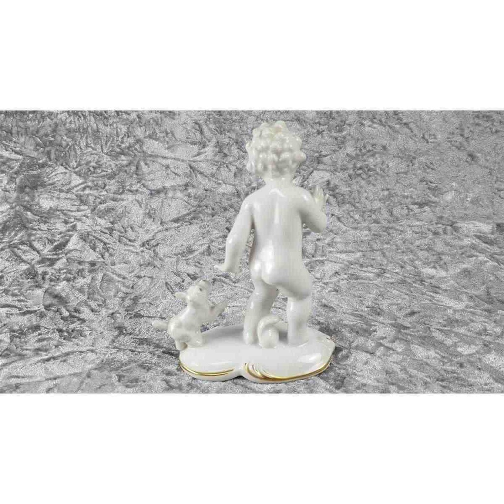 [45816771] Figur Golddekor Gerold & Co weiß mit Kind Hund gebraucht - sehr gut Bild 3