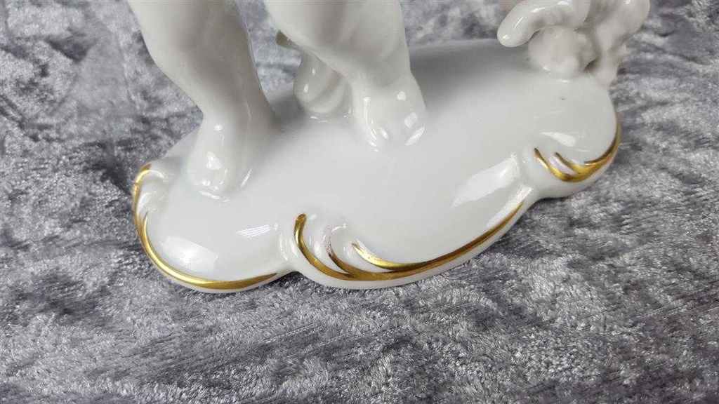 [45816771] Figur Golddekor Gerold & Co weiß mit Kind Hund gebraucht - sehr gut Bild 5