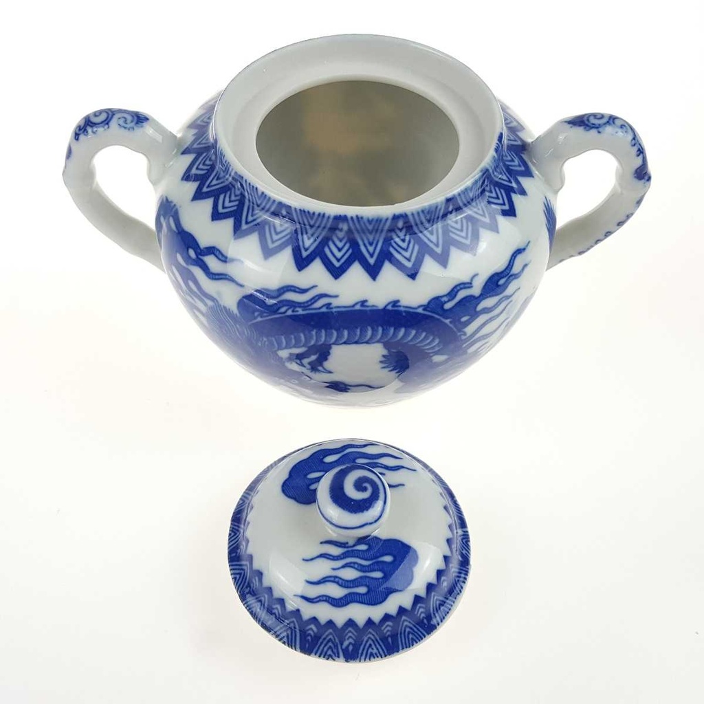 [458168071] Zuckerdose Japan China blauer Drache Blau gebraucht - gut Bild 4