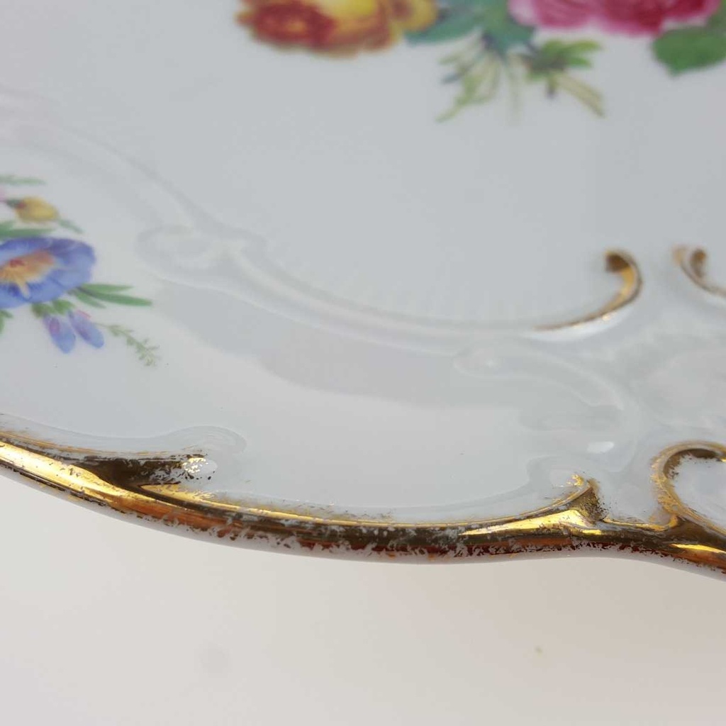 [458168081] Schale Servierschalen Goldrand 29,8 cm Moschendorf Blumendekor Blumen gebraucht - gut Bild 4