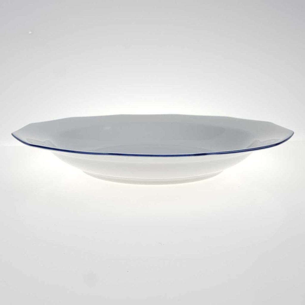 [458168086] Suppenteller 22,8 cm Marienbad Ingres Weiss blauer Rand gebraucht - gut Bild 3