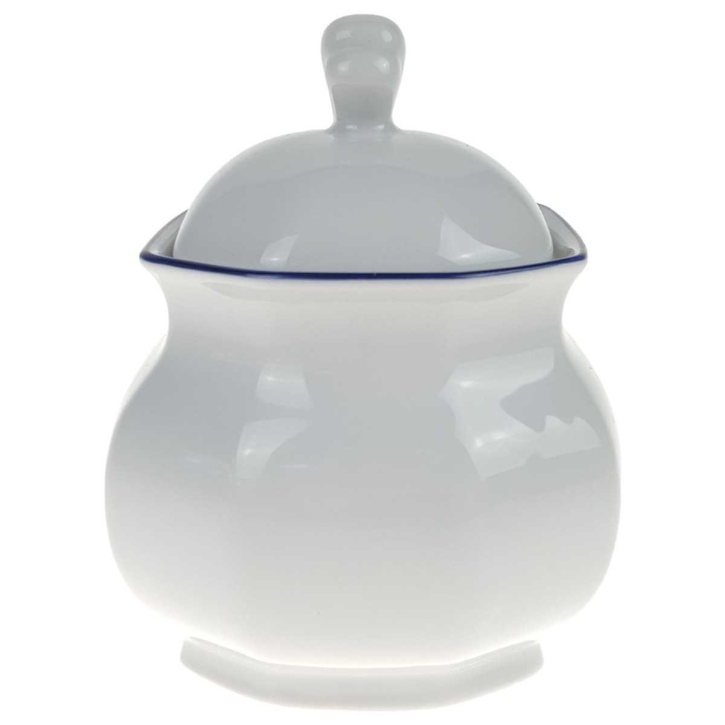 [458168089] Zuckerdose Marienbad Ingres Weiss blauer Rand gebraucht - sehr gut Bild 2