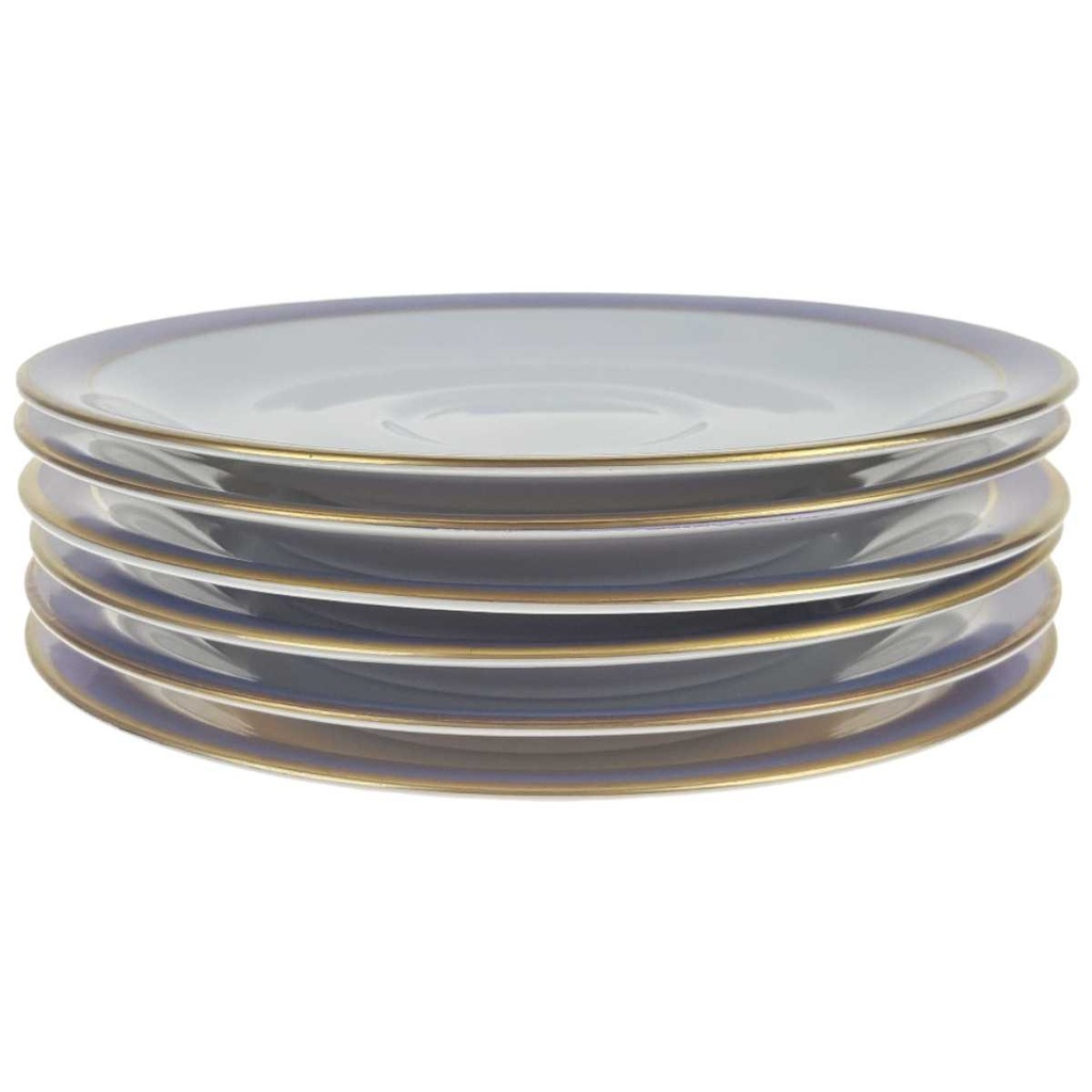 [2119283] 6er Set Untertasse Goldrand 14,9 cm Seltmann Weiden Vohenstrauß weiß Blau Dekor Blaudekor gebraucht - gut Bild 2