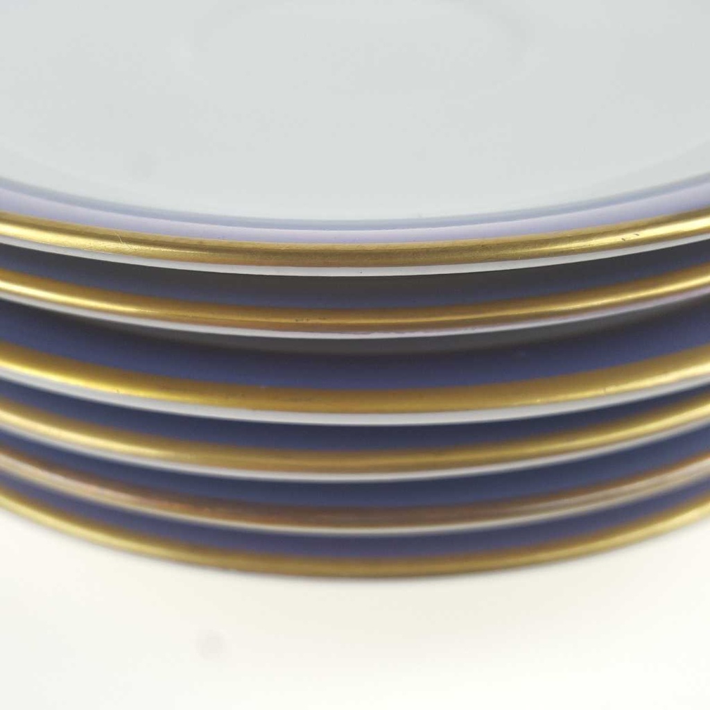 [2119283] 6er Set Untertasse Goldrand 14,9 cm Seltmann Weiden Vohenstrauß weiß Blau Dekor Blaudekor gebraucht - gut Bild 3