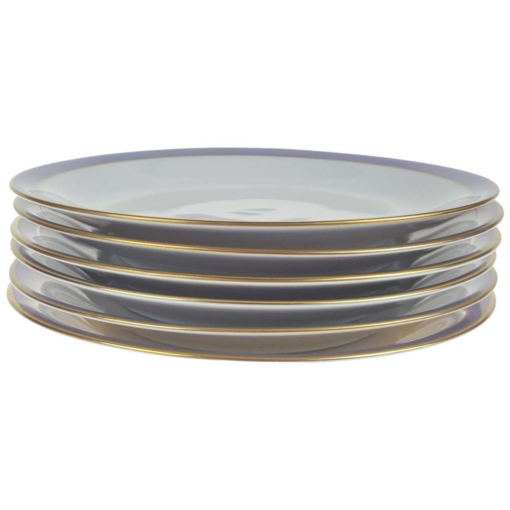 [2119284] 6er Set Kuchenteller Goldrand 19,3 cm Seltmann Weiden Vohenstrauß weiß Blau Dekor Blaudekor gebraucht - gut Bild 2