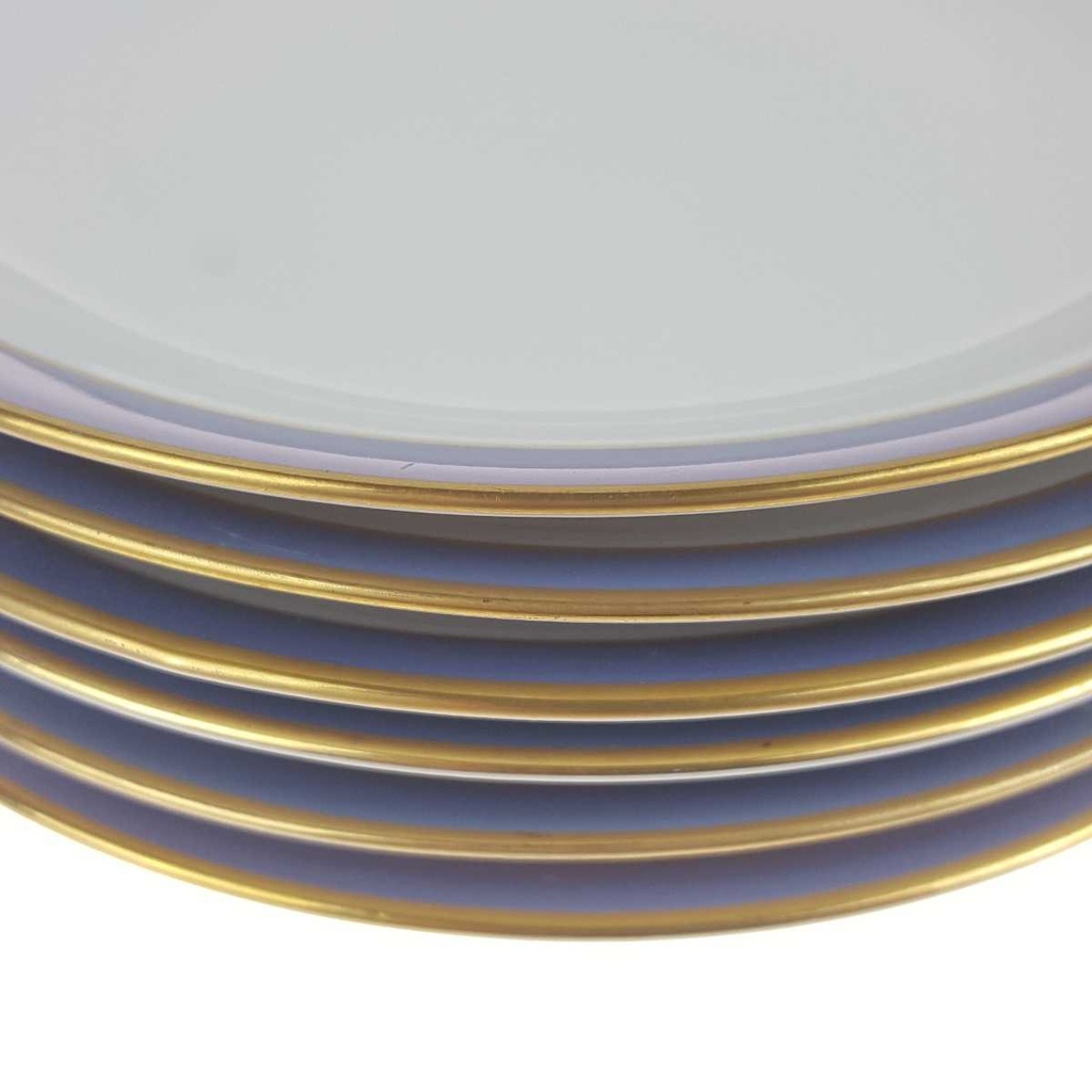 [2119284] 6er Set Kuchenteller Goldrand 19,3 cm Seltmann Weiden Vohenstrauß weiß Blau Dekor Blaudekor gebraucht - gut Bild 3