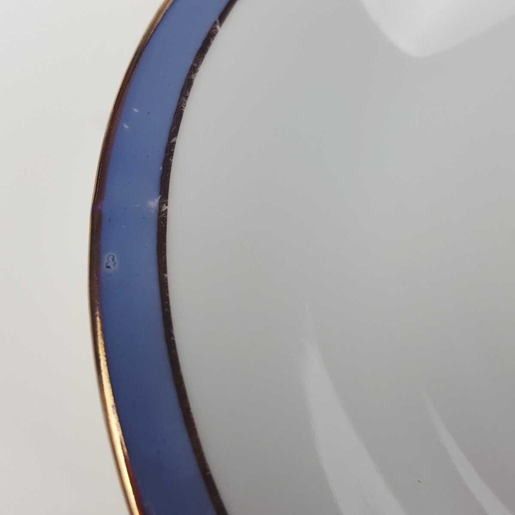 [458168268] Servierplatte Goldrand 32,8x20,6 cm Schaller Blauband weiß Bavaria gebraucht - gut Bild 3