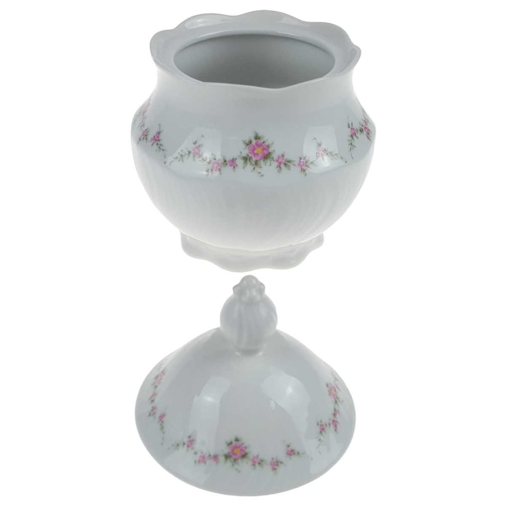 [458168285] Zuckerdose 12,7 cm Royal Tettau rosa Blumen Form 2829 Weiß gebraucht - gut Bild 2