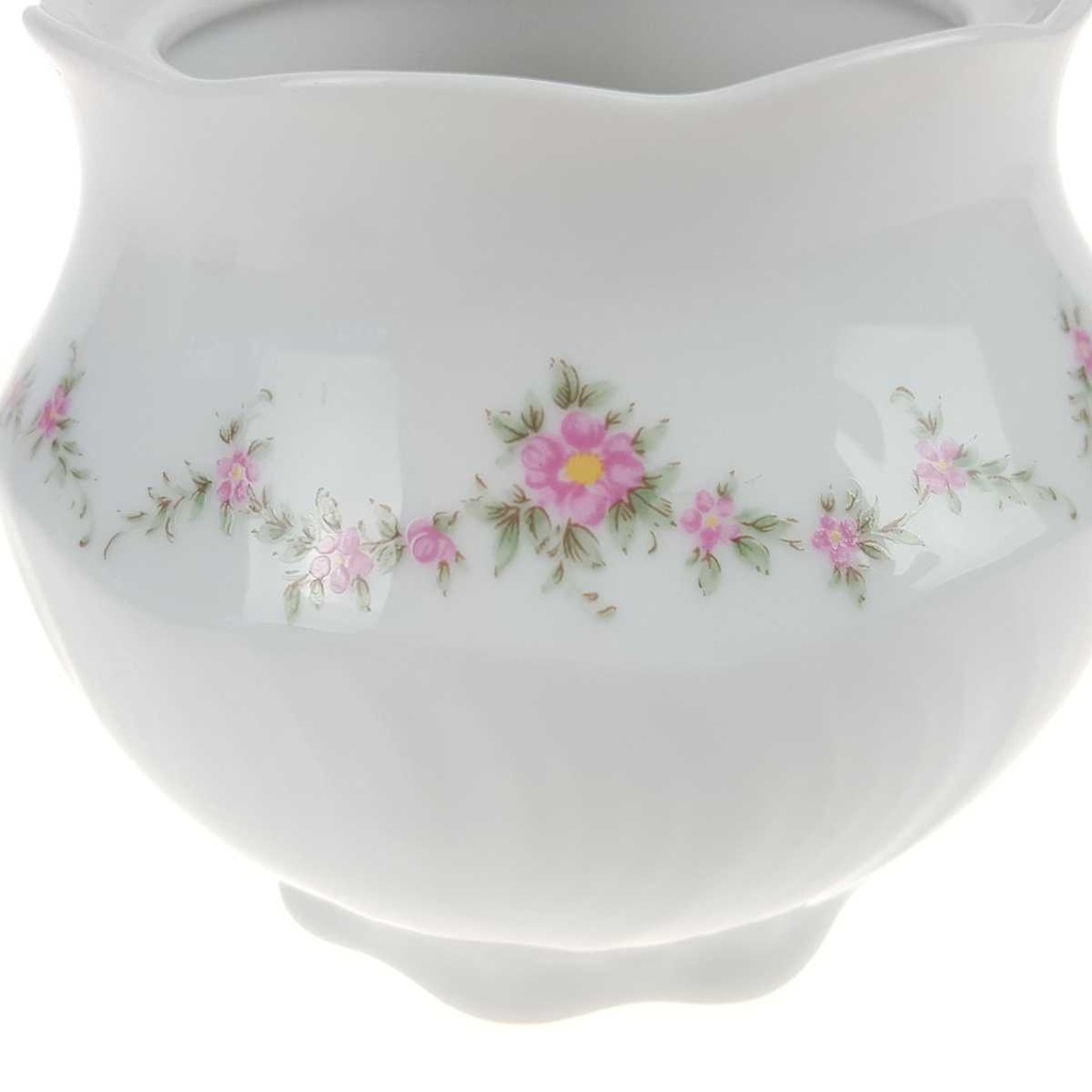 [458168285] Zuckerdose 12,7 cm Royal Tettau rosa Blumen Form 2829 Weiß gebraucht - gut Bild 3