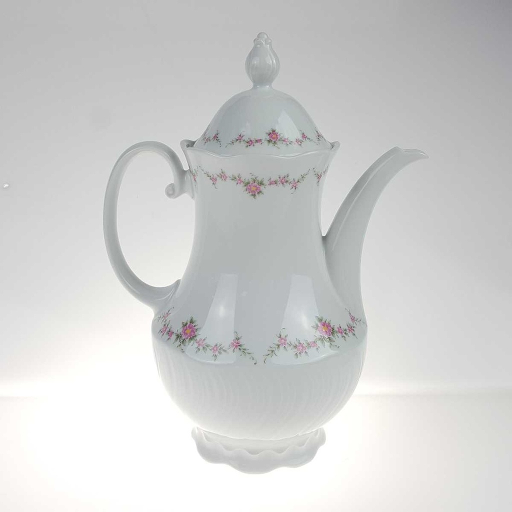 [458168287] Kaffeekanne 1,2 L Royal Tettau rosa Blumen Form 2829 Weiß gebraucht - gut Bild 3
