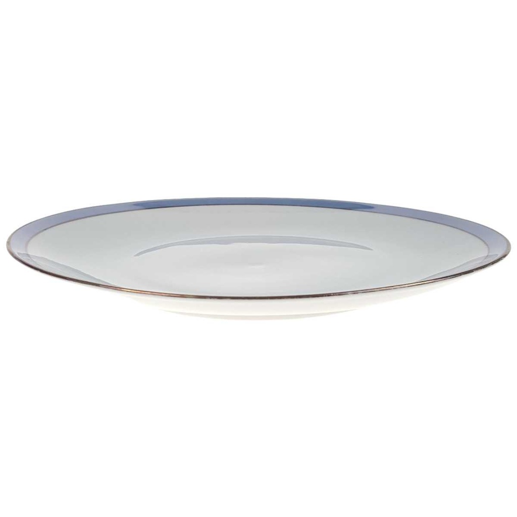 [458168295] Speiseteller Essteller Goldrand 24,2 cm Schaller Blauband weiß Bavaria gebraucht - gut Bild 2