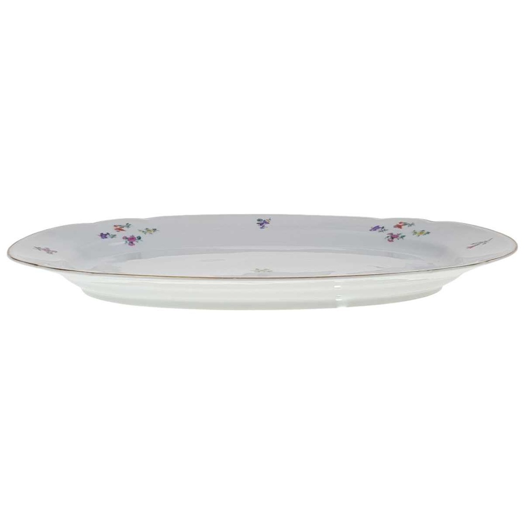 [458168329] Servierplatte Goldrand 32,9x22,2 cm Hutschenreuther Weiß Streublume Blumen Blumendekor gebraucht - gut Bild 2