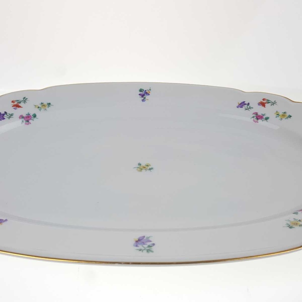 [458168329] Servierplatte Goldrand 32,9x22,2 cm Hutschenreuther Weiß Streublume Blumen Blumendekor gebraucht - gut Bild 3