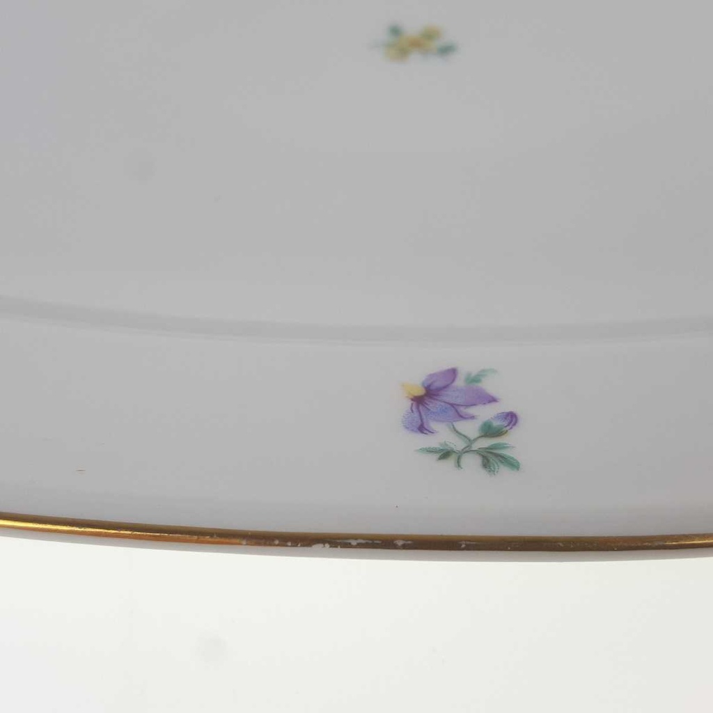 [458168329] Servierplatte Goldrand 32,9x22,2 cm Hutschenreuther Weiß Streublume Blumen Blumendekor gebraucht - gut Bild 4