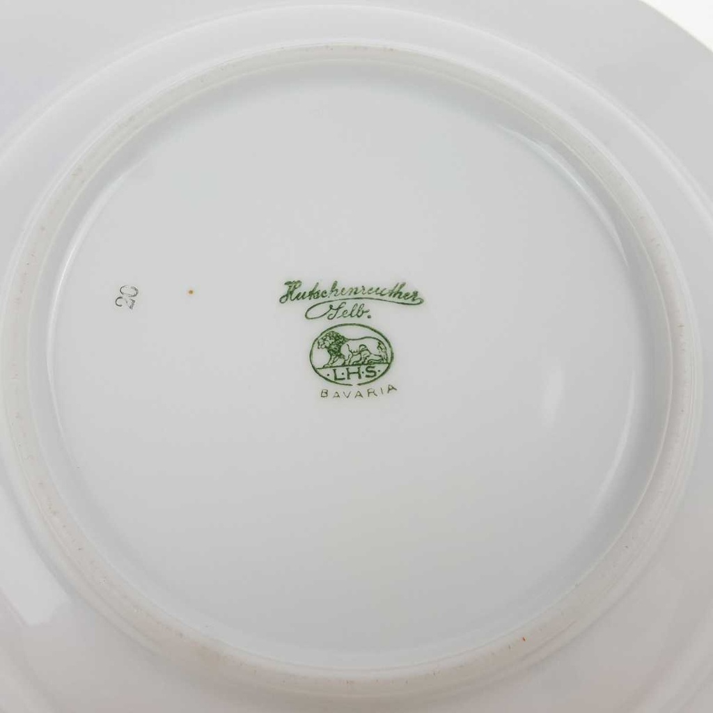 [458168330] Suppenteller Goldrand 25,4 cm Hutschenreuther Weiß Streublume Blumendekor gebraucht - gut Bild 7