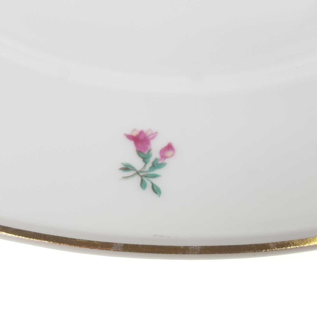 [458168331] Speiseteller Essteller Goldrand 25,7 cm Hutschenreuther Weiß Streublume Blumendekor gebraucht - gut Bild 3