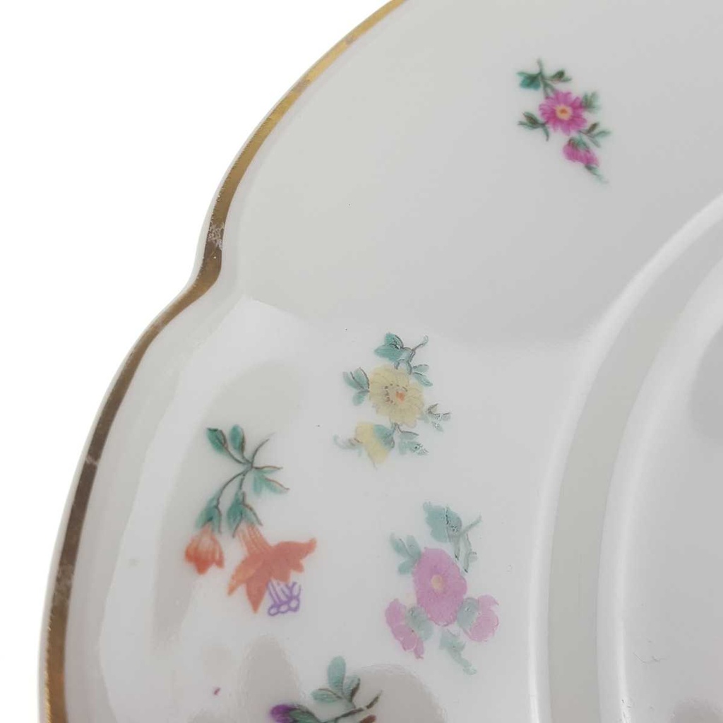 [458168331] Speiseteller Essteller Goldrand 25,7 cm Hutschenreuther Weiß Streublume Blumendekor gebraucht - gut Bild 4
