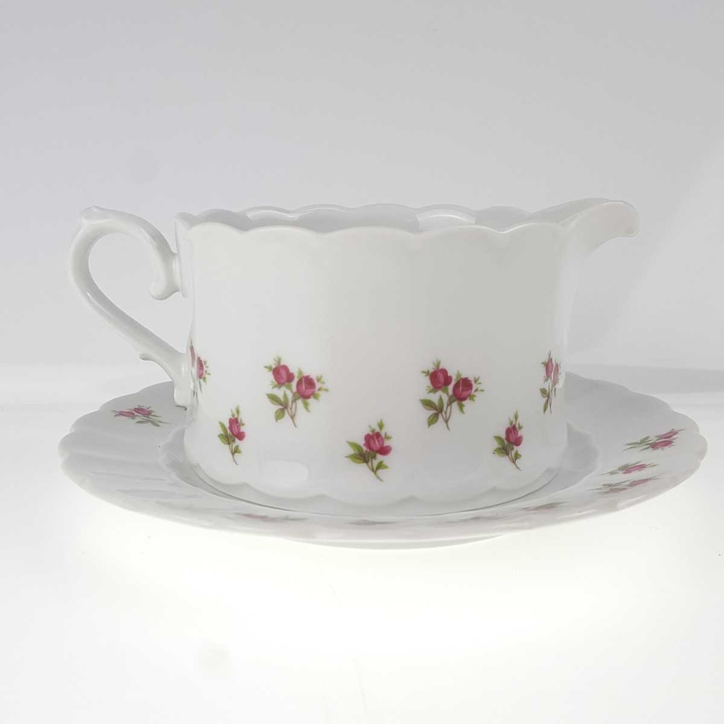 [458168343] Sauciere mit Teller 2tlg 0,4 L Eschenbach Moosrose Blumen gebraucht - gut Bild 3