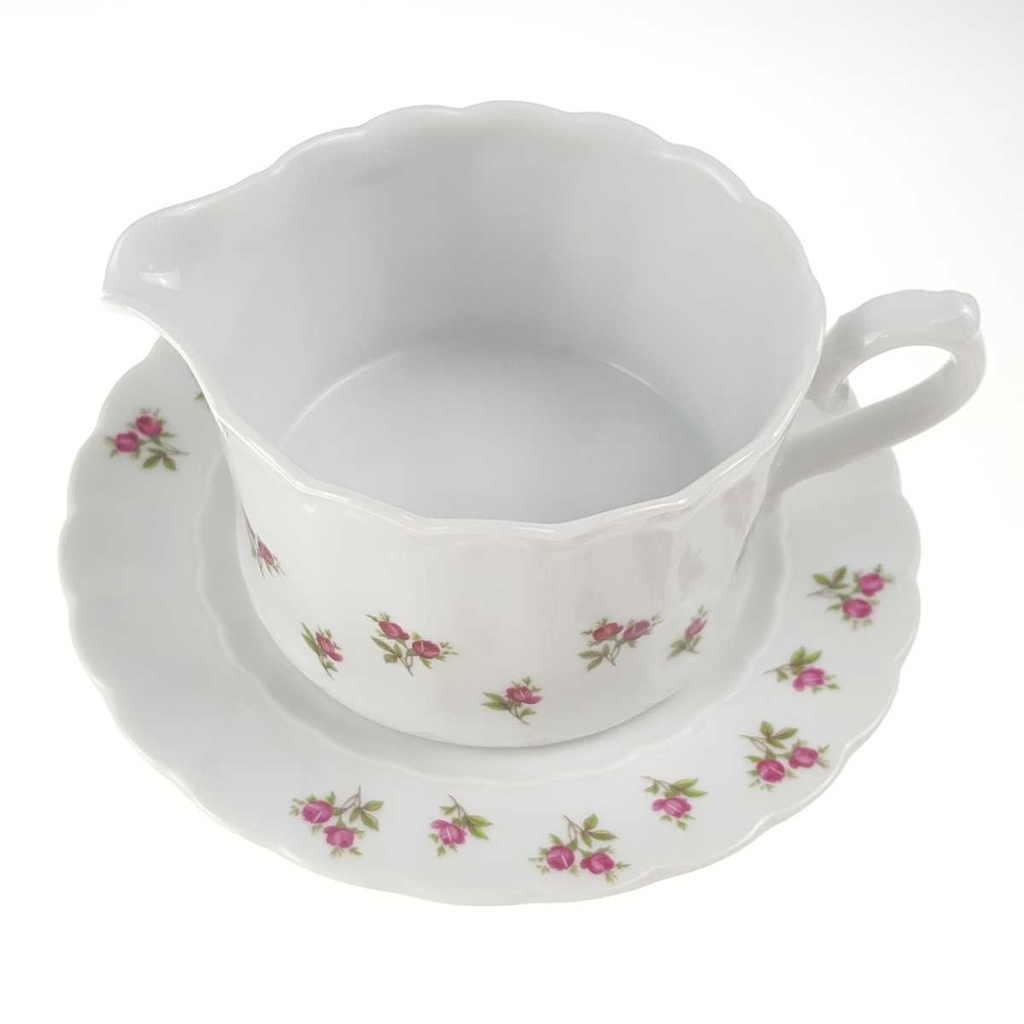 [458168343] Sauciere mit Teller 2tlg 0,4 L Eschenbach Moosrose Blumen gebraucht - gut Bild 4