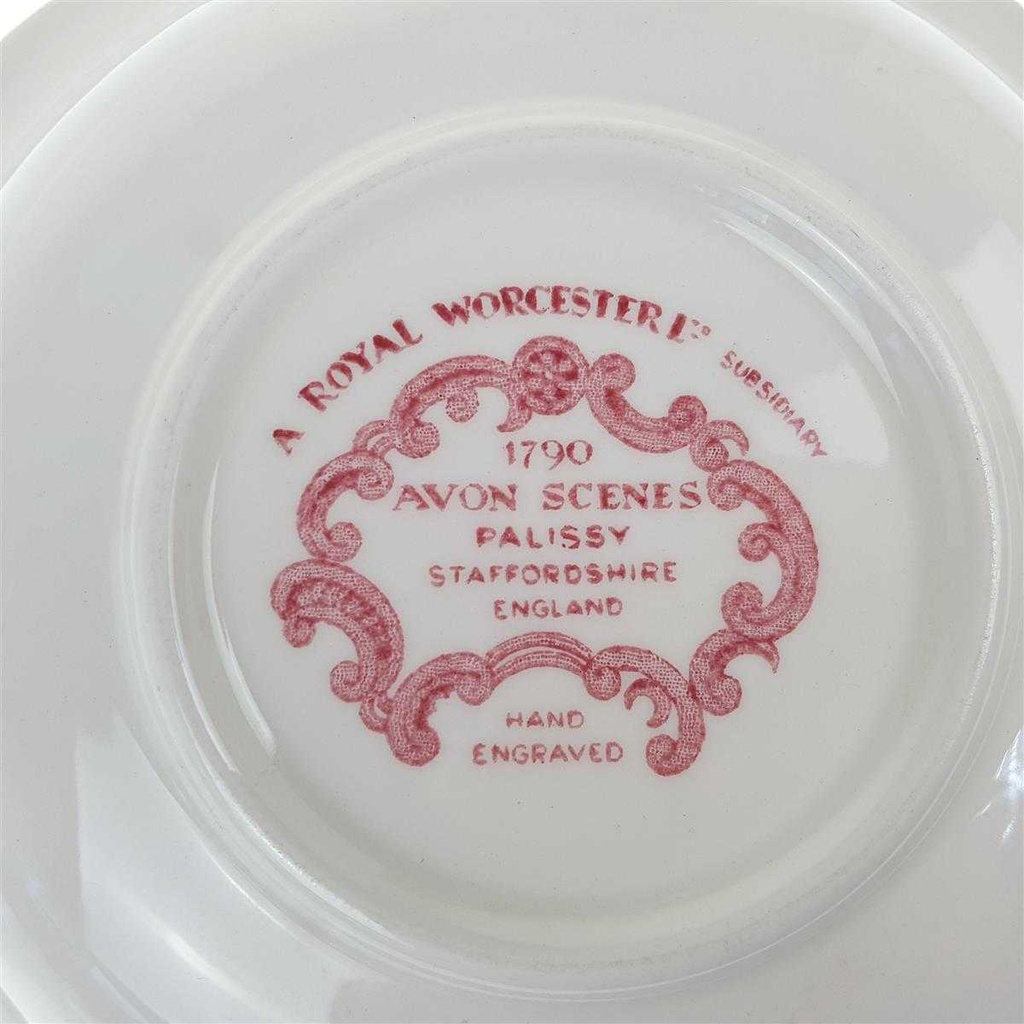 [458168348] Schüssel Servierschüssel 22 cm Palissy Avon Scenes Rot gebraucht - gut Bild 3