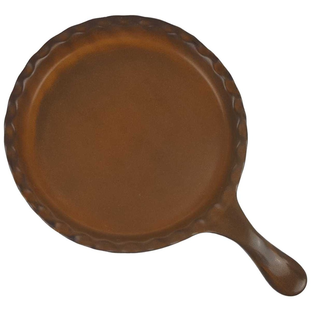 [458168351] Pizzateller mit Henkel mikrowellengeeignet 25,5 cm Gerz Gerzit Staffel Taverne Braun gebraucht - sehr gut Bild 2