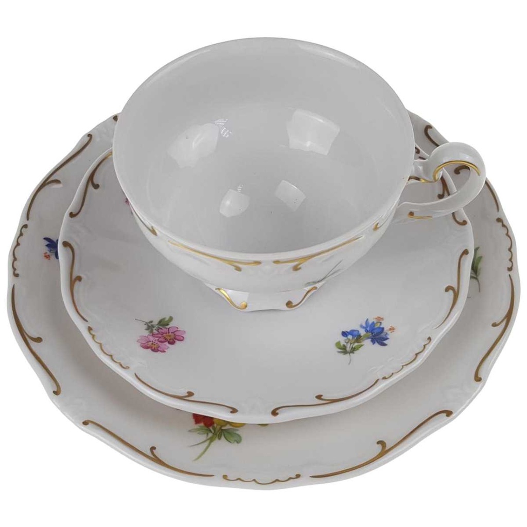 [458168369] Kaffeegedeck 3tlg Weimar Porzellan Katharina Blumendekor Bunt Blumen gebraucht - sehr gut Bild 2