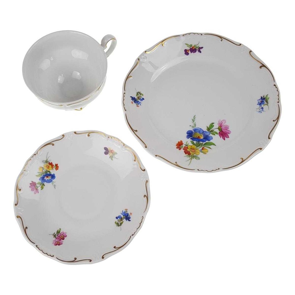 [458168369] Kaffeegedeck 3tlg Weimar Porzellan Katharina Blumendekor Bunt Blumen gebraucht - sehr gut Bild 3