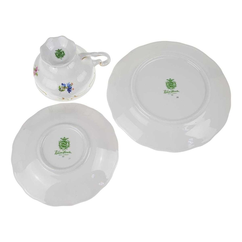 [458168369] Kaffeegedeck 3tlg Weimar Porzellan Katharina Blumendekor Bunt Blumen gebraucht - sehr gut Bild 4