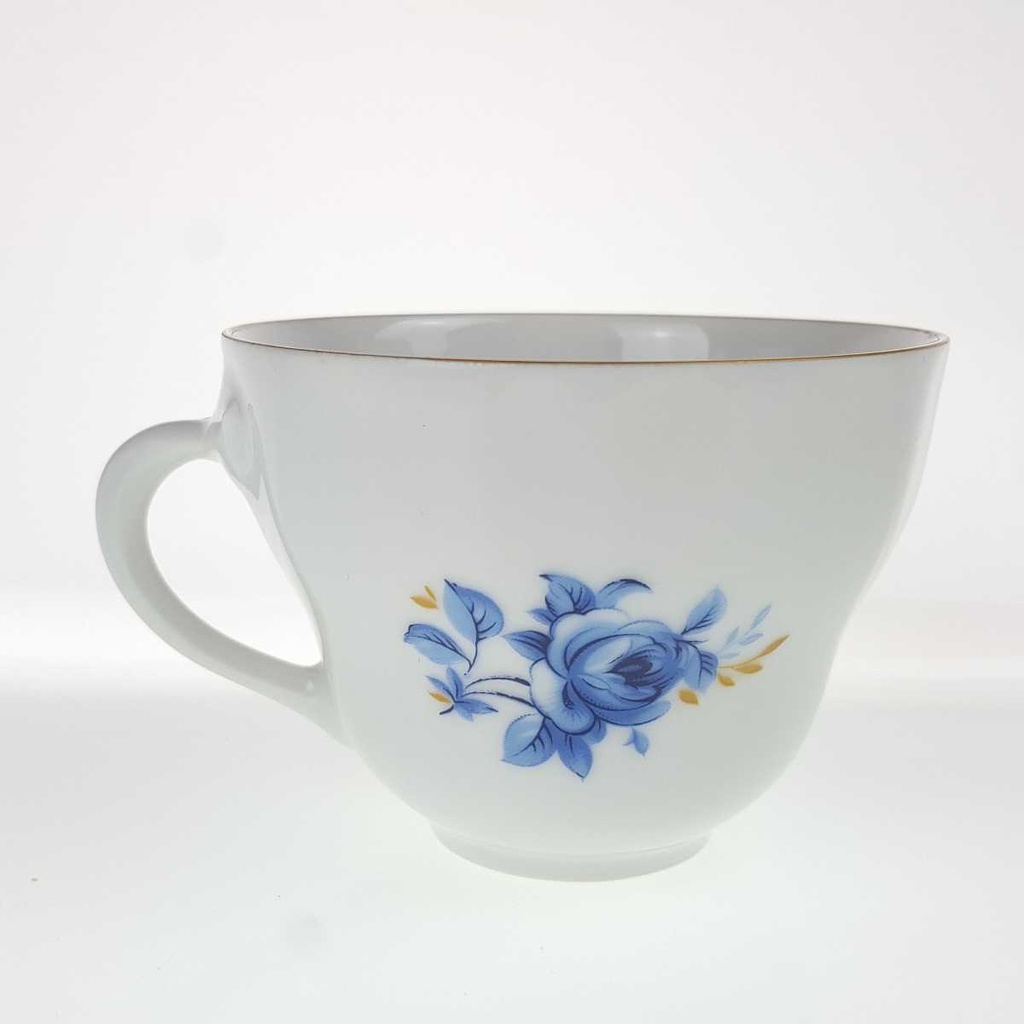 [458168374] Kaffeetasse Goldrand 0,2 L Schaller blaue Blume weiß Blumen Bavaria gebraucht - gut Bild 3