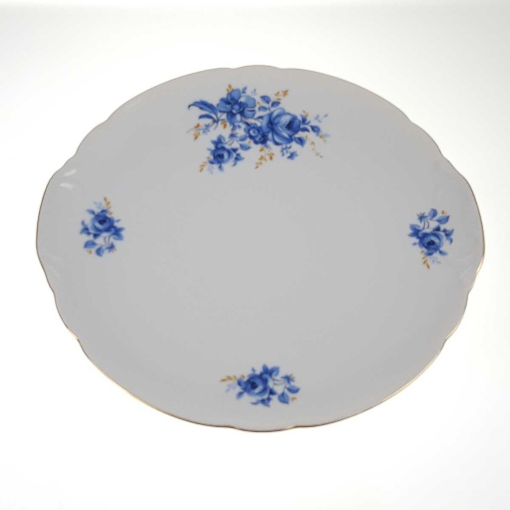 [458168377] Tortenplatte Goldrand Schaller blaue Blume weiß Blumen Bavaria gebraucht - gut Bild 5