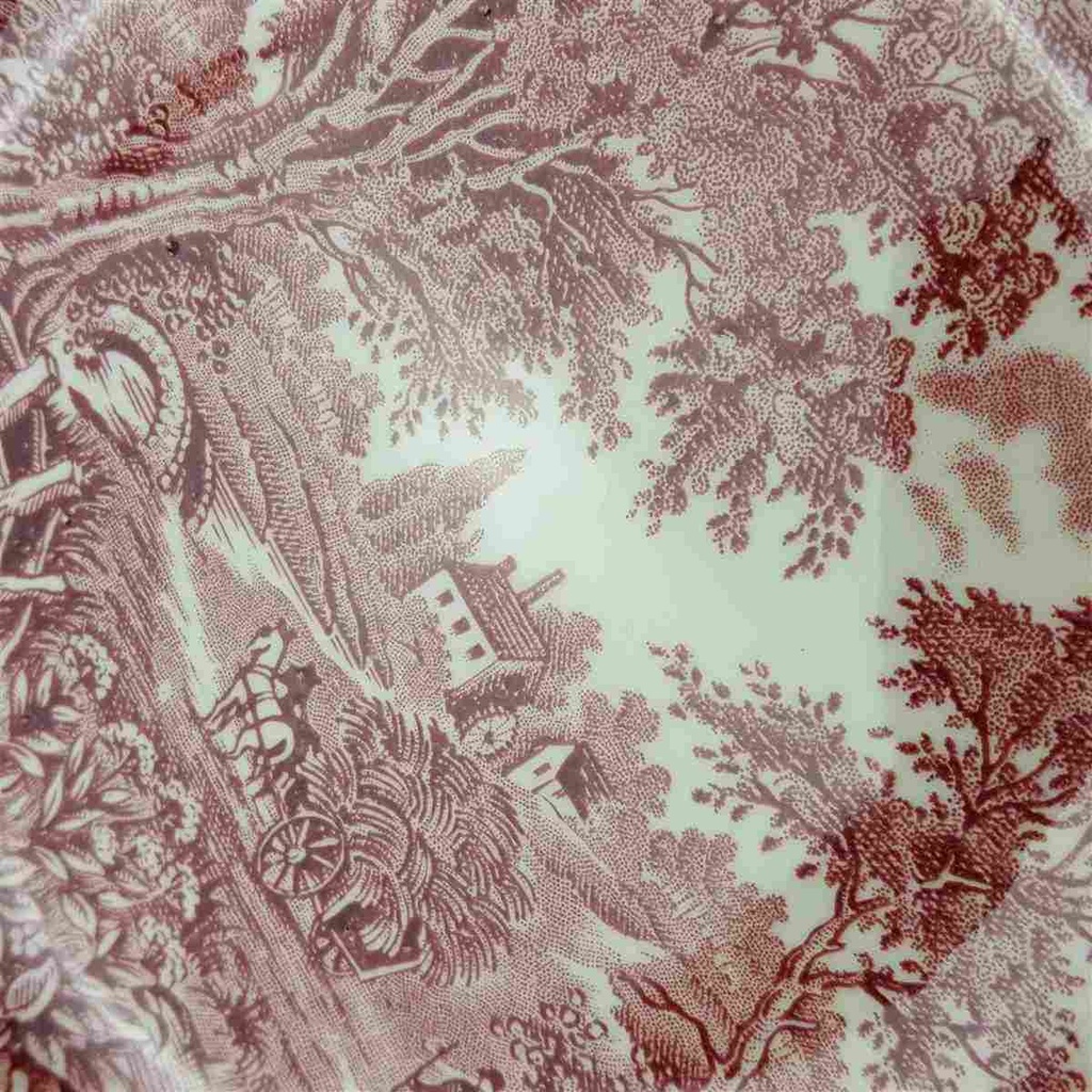 [458168407] Suppenteller 22 cm English Ironstone Tableware (EIT) EIT England Heuwagen Rot gebraucht - gut Bild 4