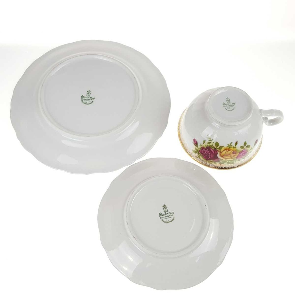 [458168427] Gedeck Sammelgedeck Goldrand 3tlg Winterling Kirchenlamitz Rosendekor gebraucht - gut Bild 6